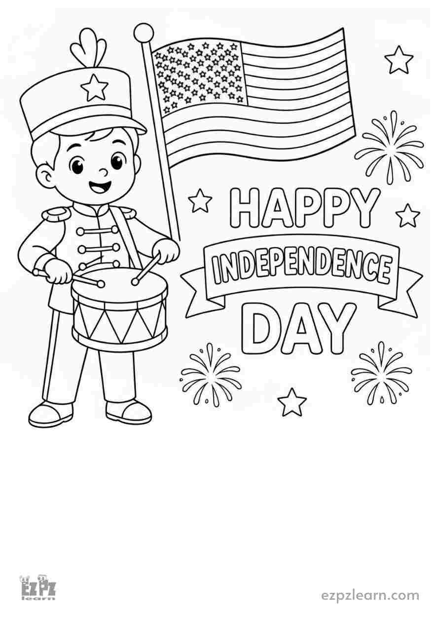 Little Drummer Boy Independence Day Fourth of July Coloring